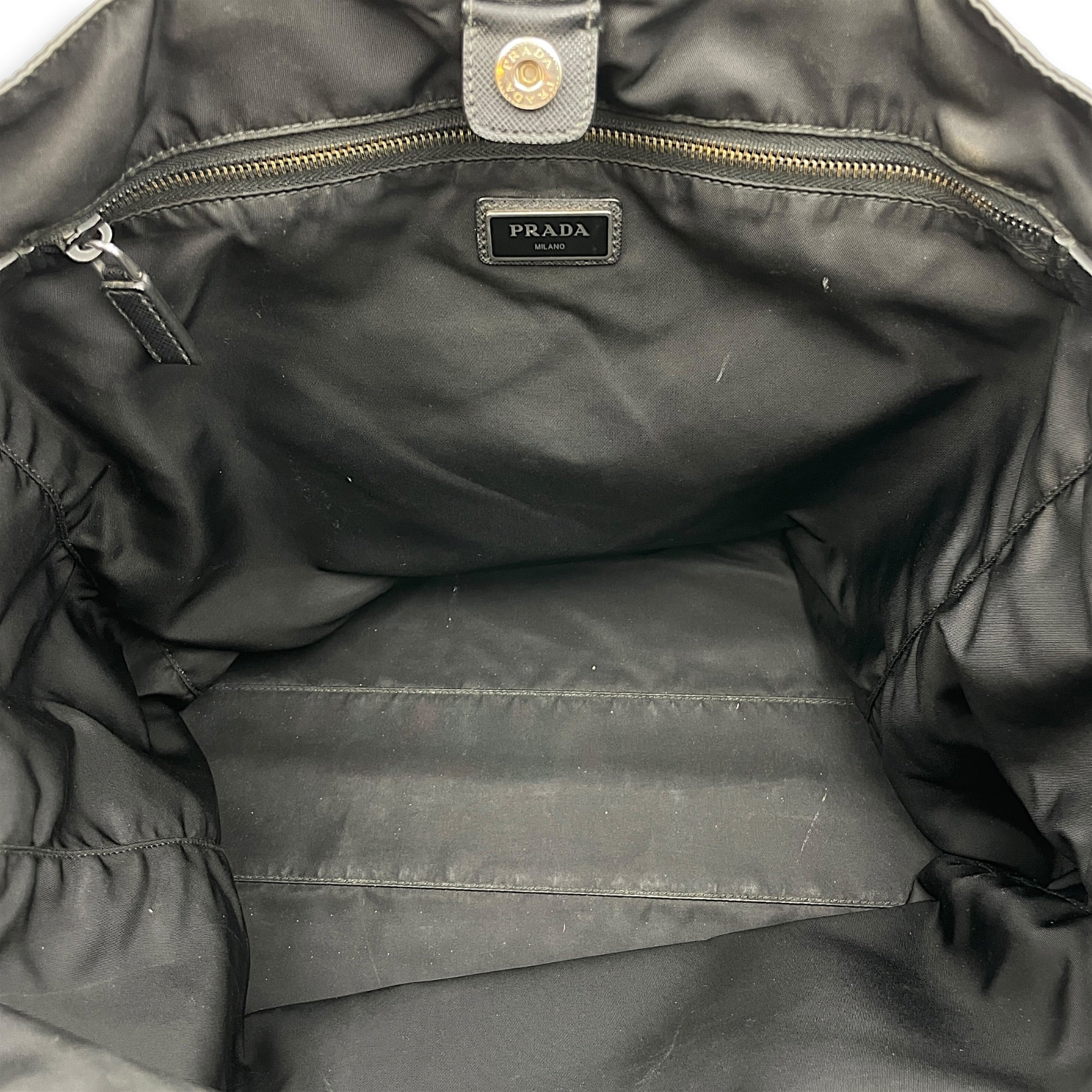 Comic Patch Black Tote Bag in Re-Nylon Silver hardware CL2608-22871 6