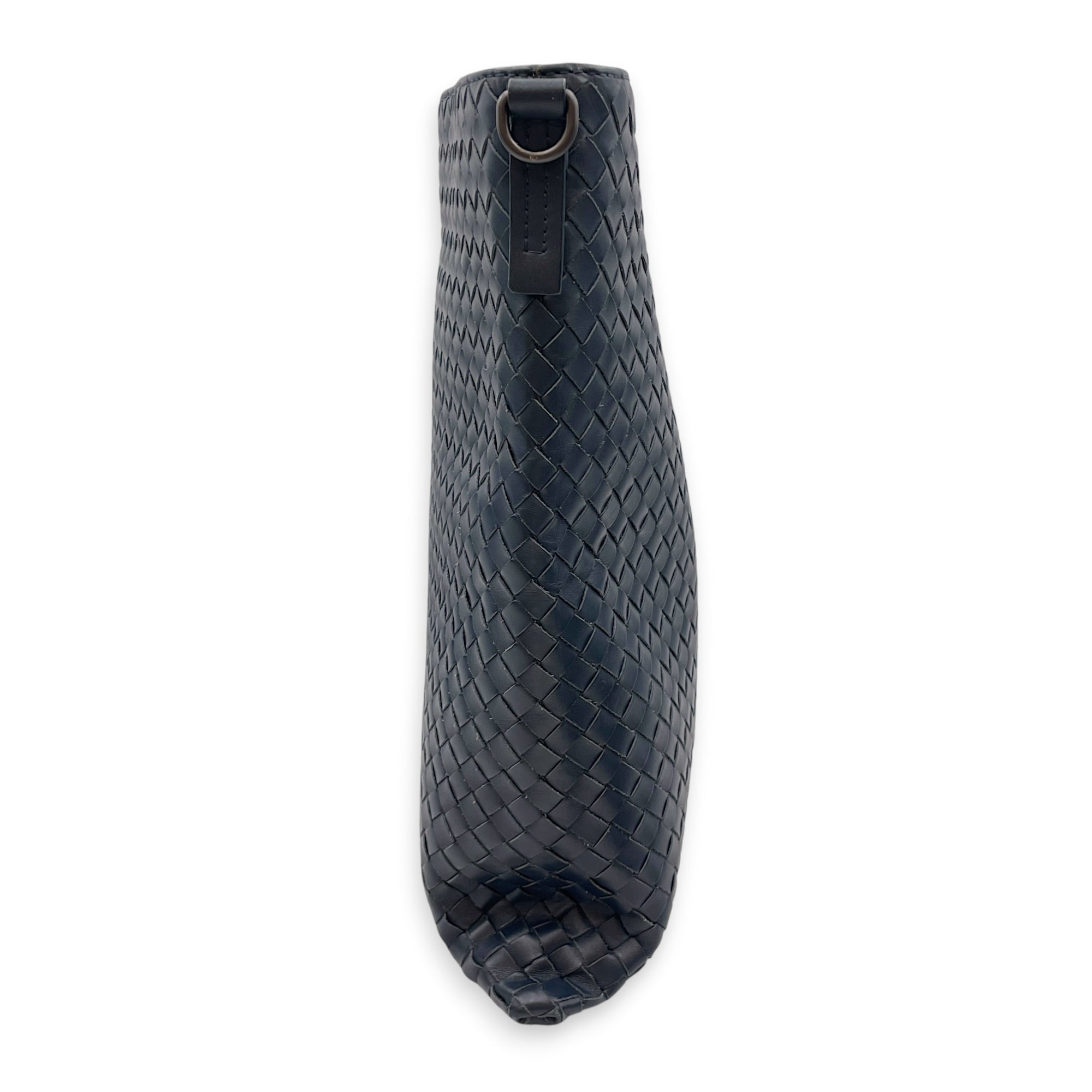 Intrecciato Blue Crossbody Bag in Nappa Leather Gunmetal hardware