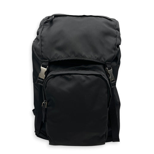 V135 Tessuto Black Backpack in Re-Nylon Silver hardware CL2608-22874 1