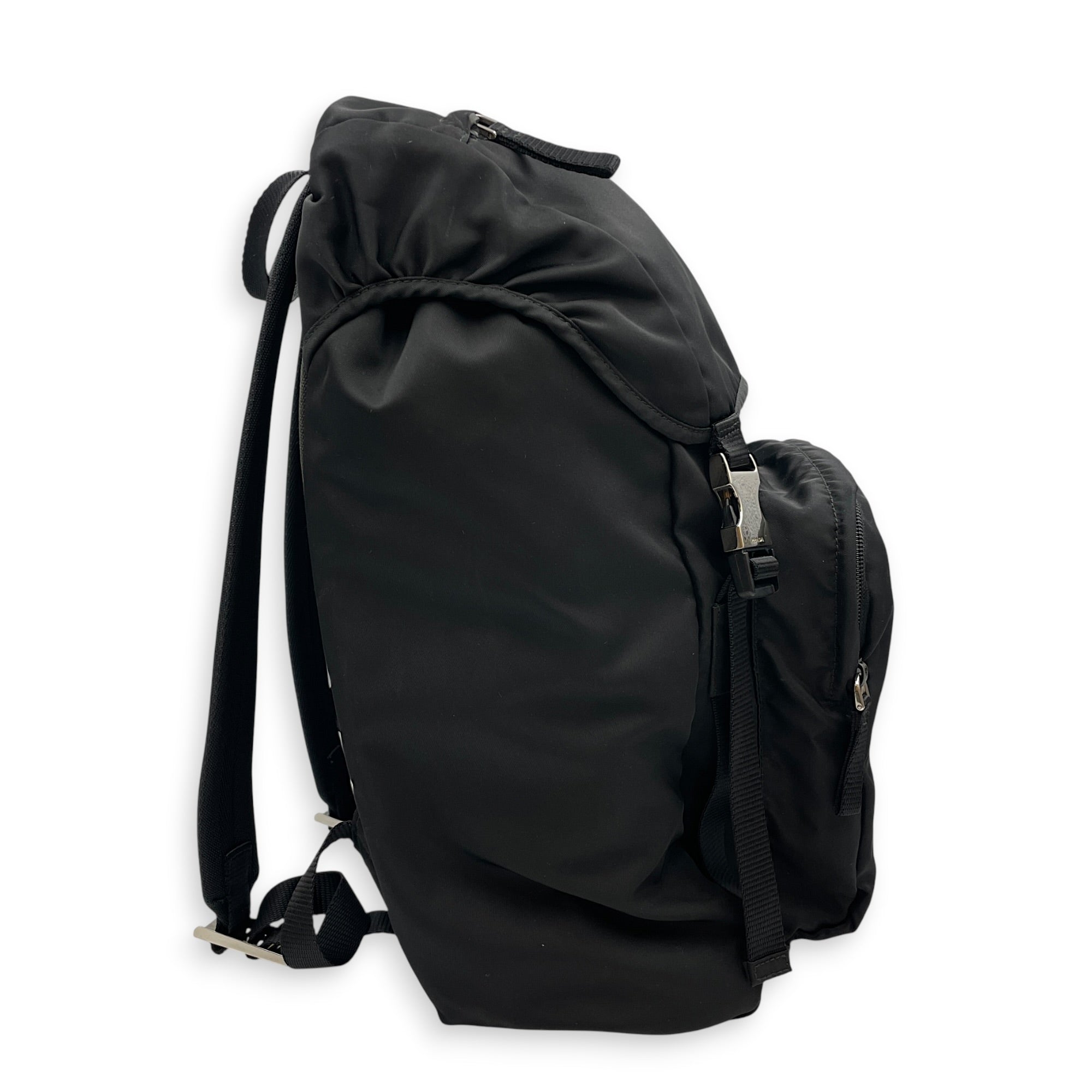 V135 Tessuto Black Backpack in Re-Nylon Silver hardware CL2608-22874 3