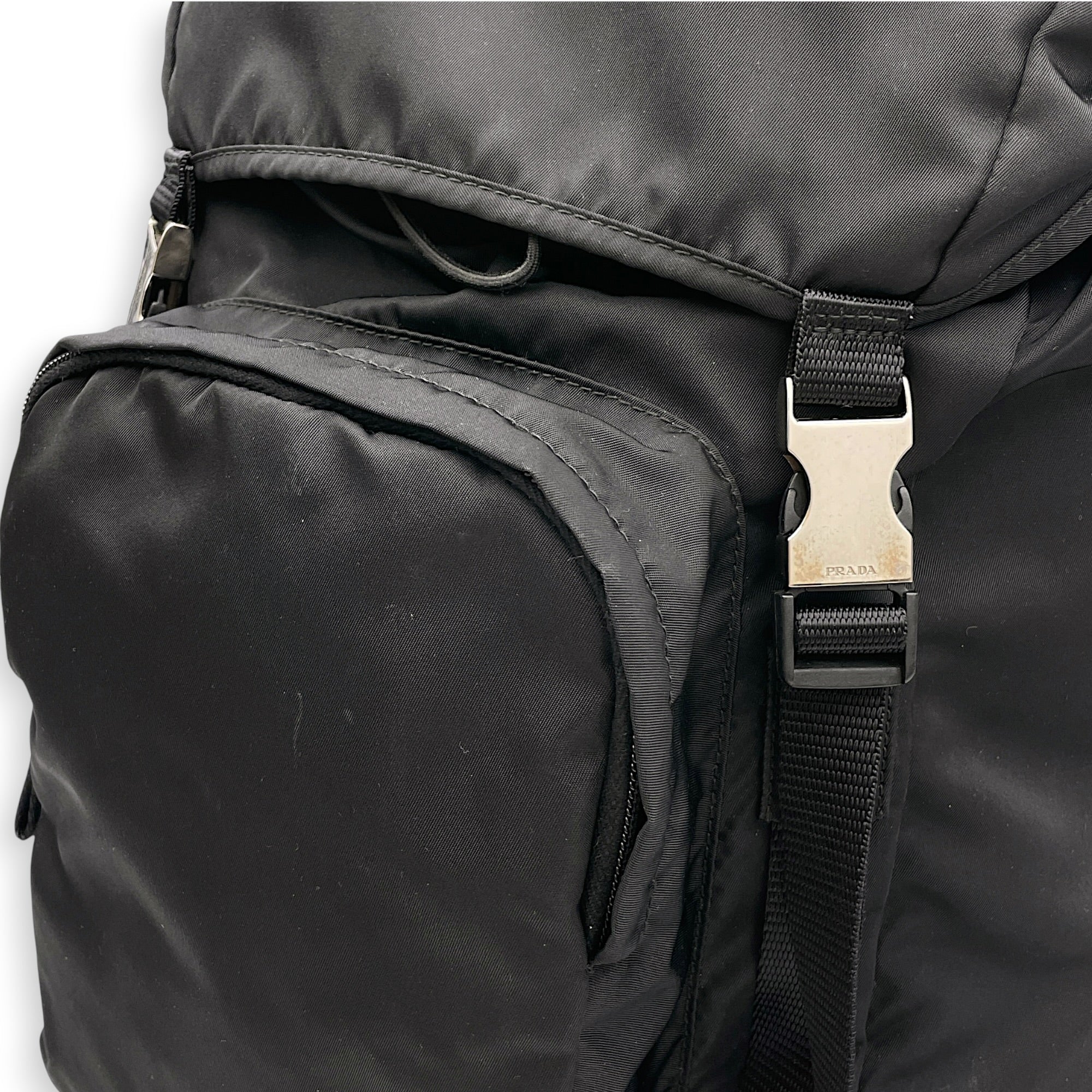V135 Tessuto Black Backpack in Re-Nylon Silver hardware CL2608-22874 7