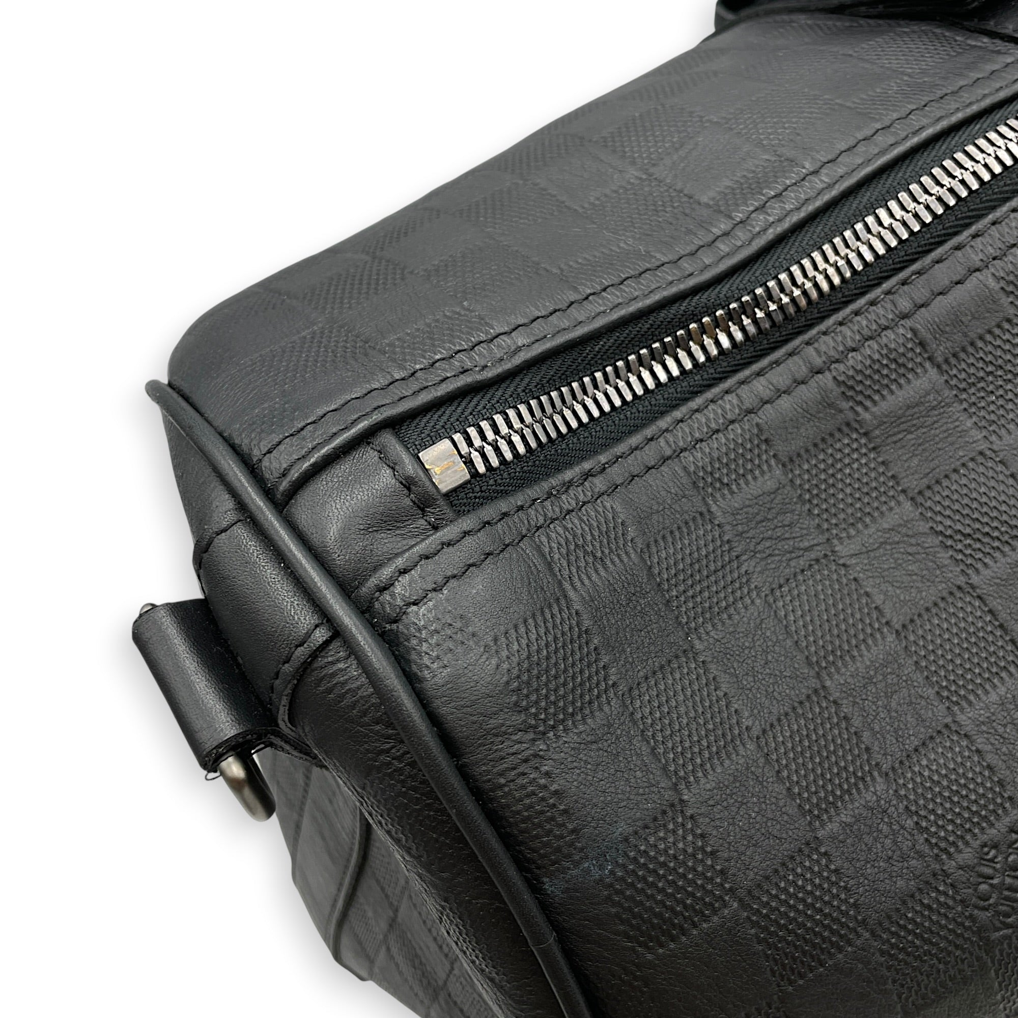 Neo Kendall 50cm Black Duffle Bag in Damier Infini Silver hardware CL2608-22882 10
