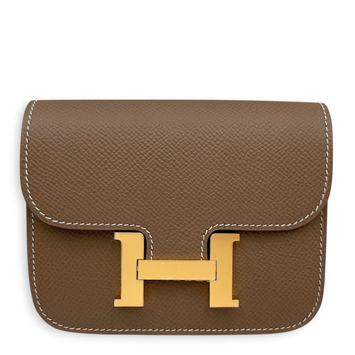 Constance Slim Etoupe Wallet in Epsom Gold hardware CL2608-22888 1