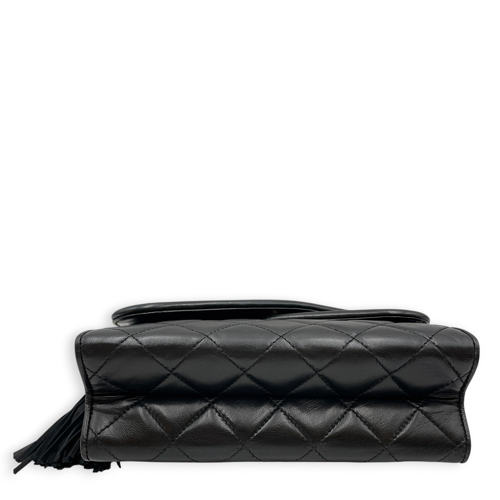 Vintage CC Logo Tassel Asymmetrical Double 20cm Black Crossbody Bag in Lambskin Gold hardware CL2608-22896 5
