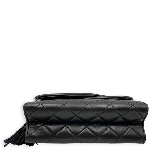 Vintage CC Logo Tassel Asymmetrical Double 20cm Black Crossbody Bag in Lambskin Gold hardware CL2608-22896 5