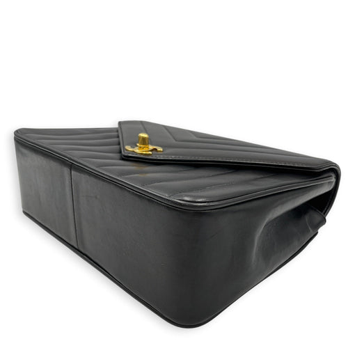 Vintage Chevron Envelope Flap 24cm Black Shoulder Bag in Lambskin Gold hardware CL2608-22902 8
