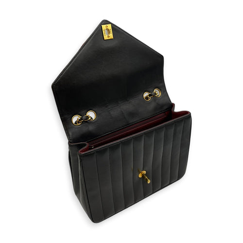 Vintage Chevron Envelope Flap 24cm Black Shoulder Bag in Lambskin Gold hardware CL2608-22902 9