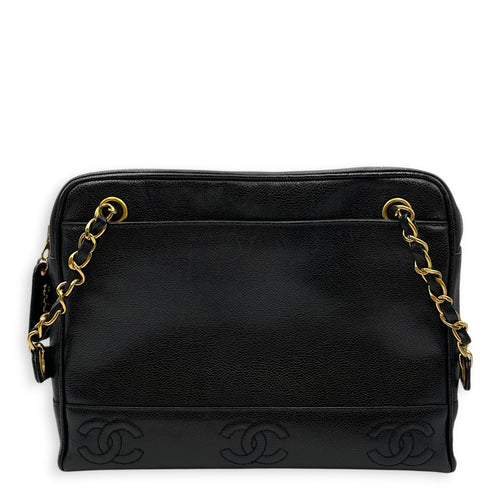 Vintage Triple CC 30cm Black Shoulder Bag in Caviar Leather Gold hardware CL2608-22904 1