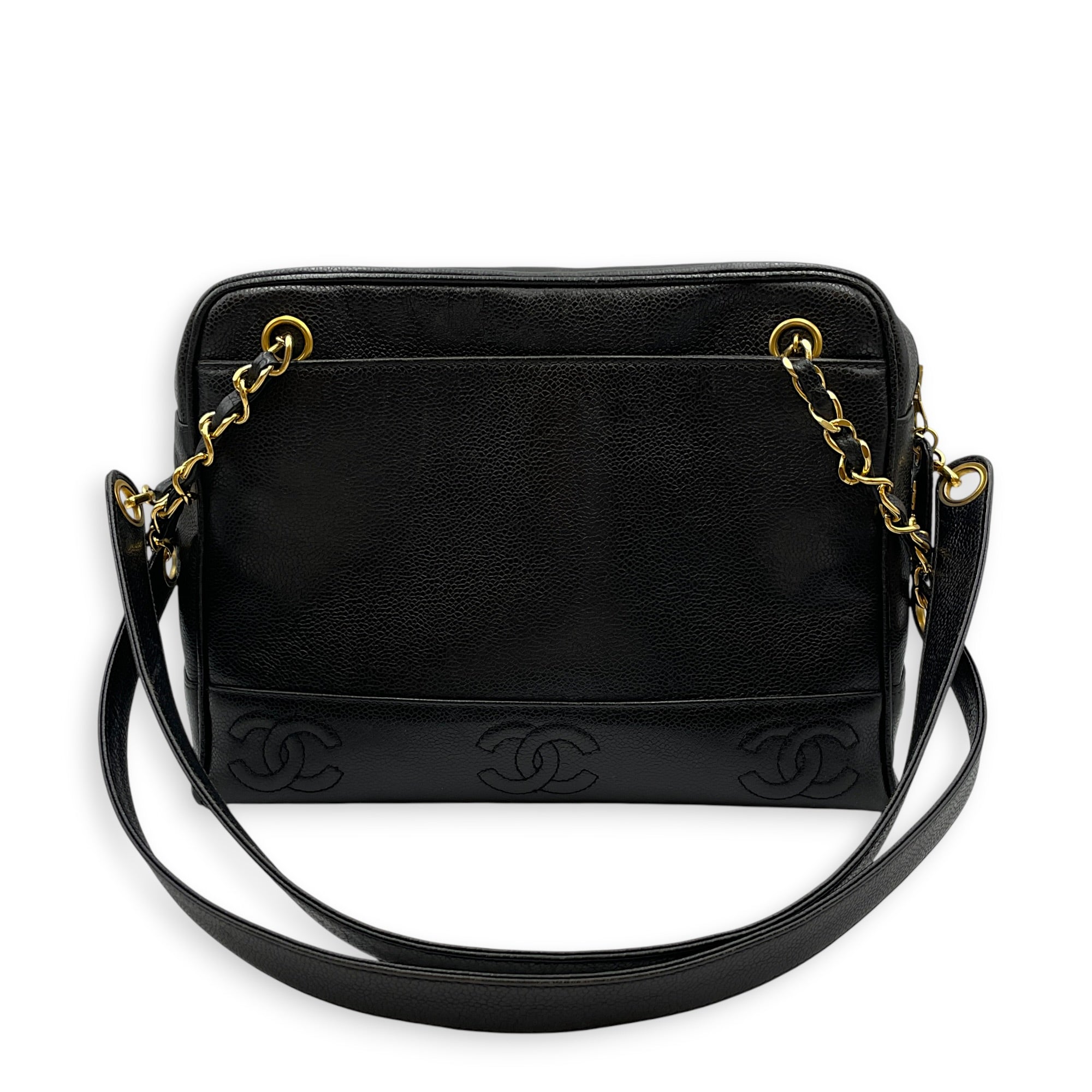 Vintage Triple CC 30cm Black Shoulder Bag in Caviar Leather Gold hardware CL2608-22904 11
