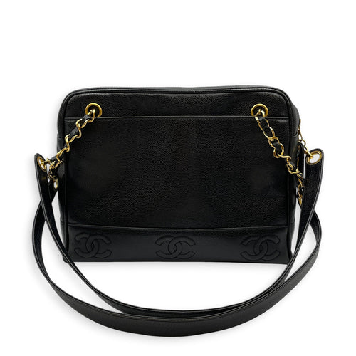 Vintage Triple CC 30cm Black Shoulder Bag in Caviar Leather Gold hardware CL2608-22904 11