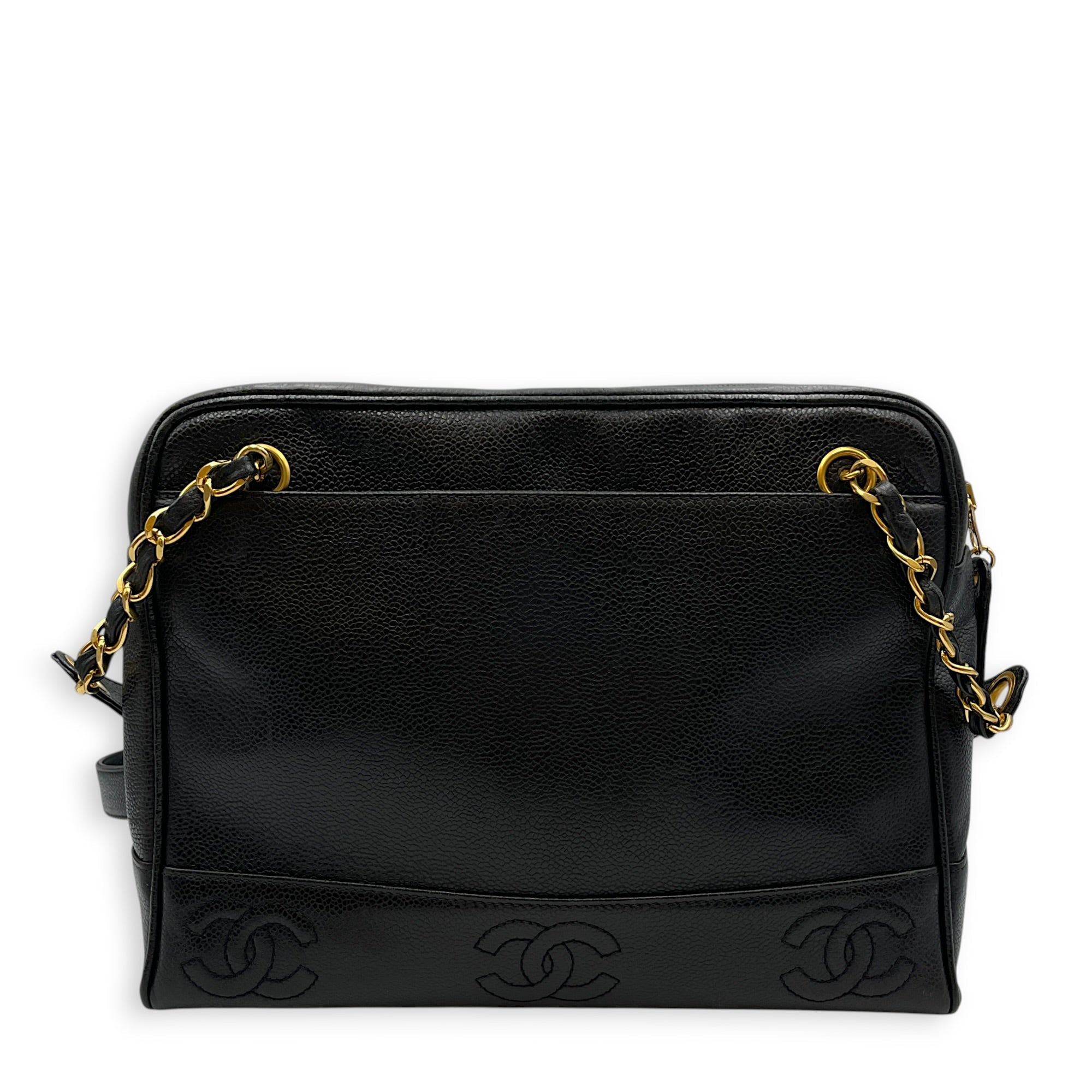 Vintage Triple CC 30cm Black Shoulder Bag in Caviar Leather Gold hardware CL2608-22904 2