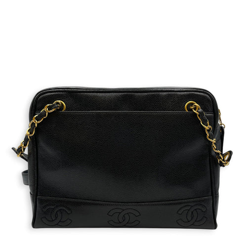 Vintage Triple CC 30cm Black Shoulder Bag in Caviar Leather Gold hardware CL2608-22904 2