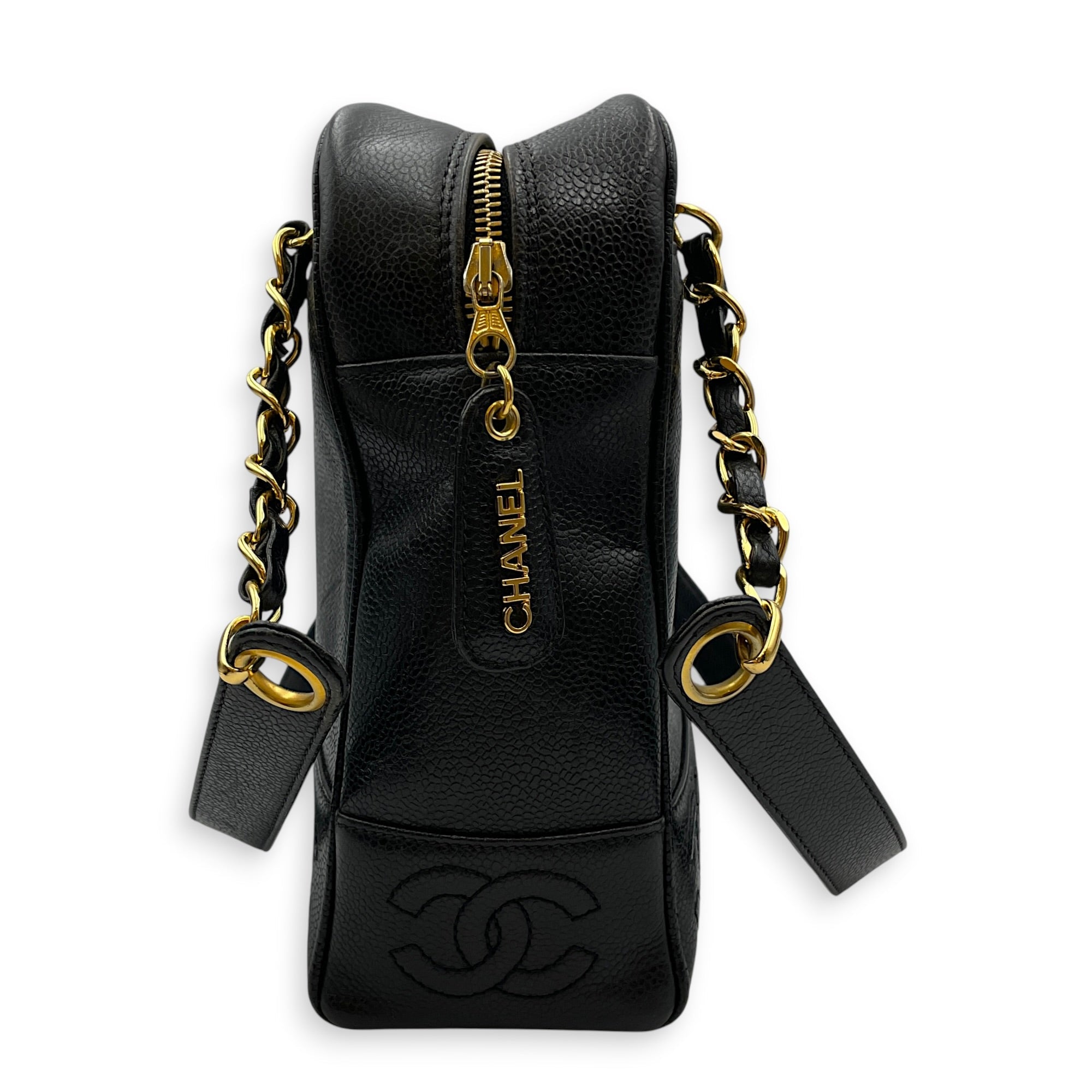 Vintage Triple CC 30cm Black Shoulder Bag in Caviar Leather Gold hardware CL2608-22904 4