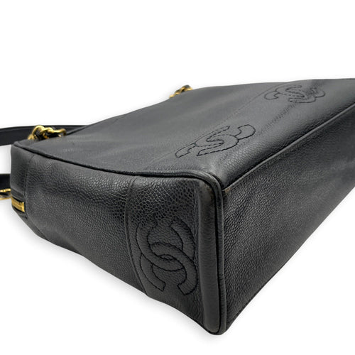 Vintage Triple CC 30cm Black Shoulder Bag in Caviar Leather Gold hardware CL2608-22904 7