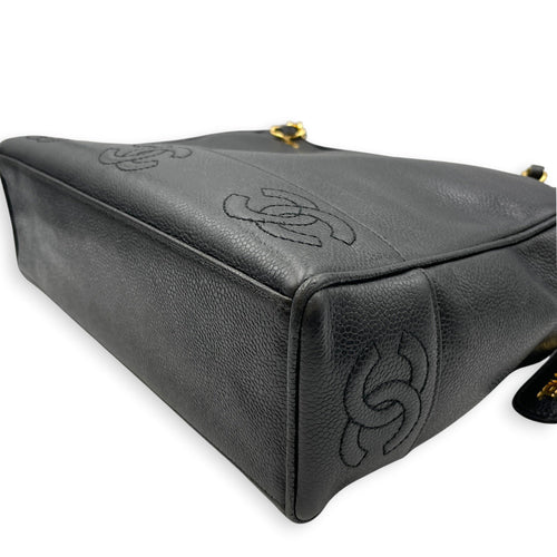 Vintage Triple CC 30cm Black Shoulder Bag in Caviar Leather Gold hardware CL2608-22904 8