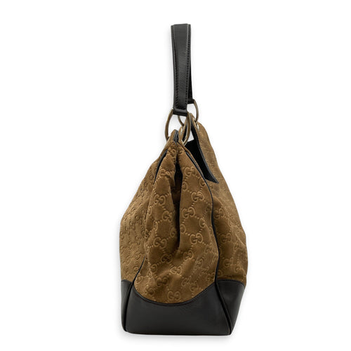 Monogram GG Hobo Brown Shoulder Bag in Suede Leather Gold hardware CL2608-22906 3