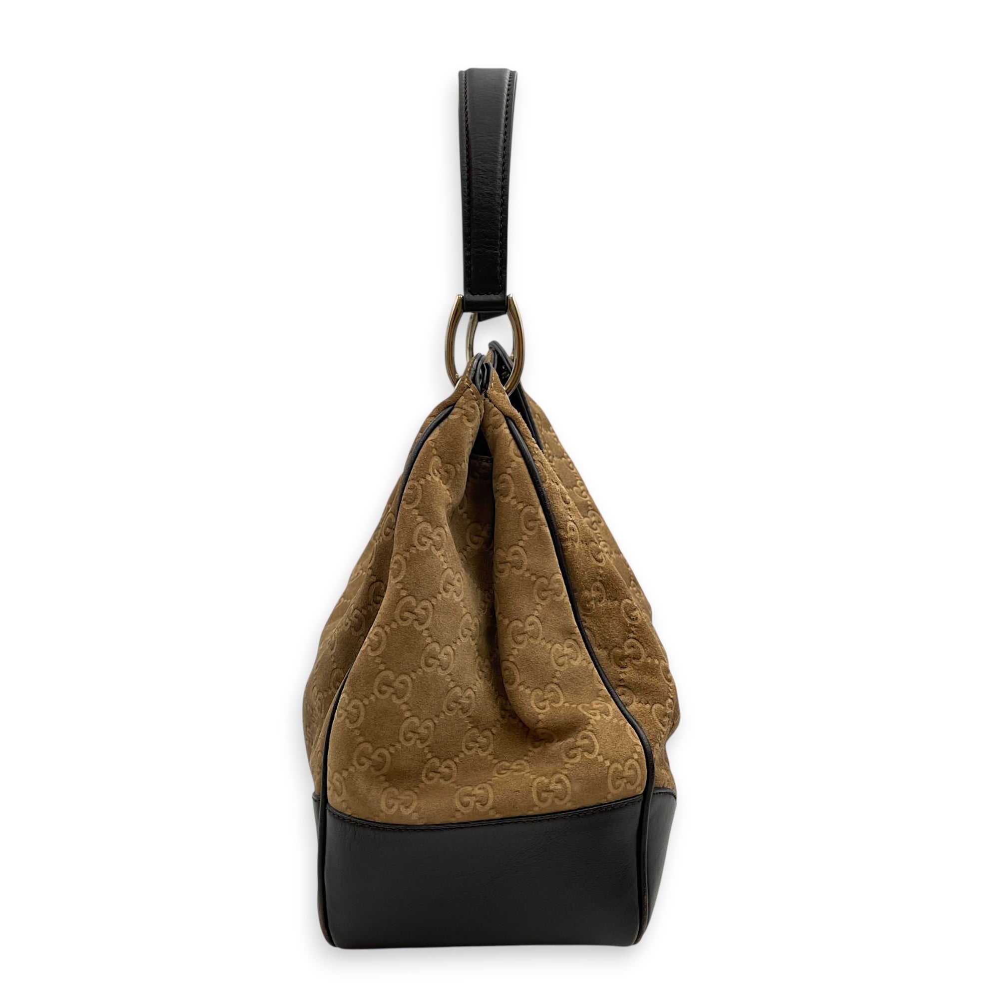 Monogram GG Hobo Brown Shoulder Bag in Suede Leather Gold hardware CL2608-22906 4