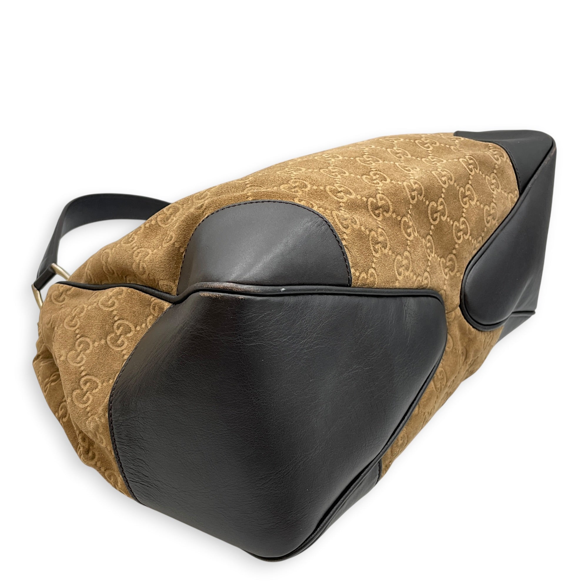 Monogram GG Hobo Brown Shoulder Bag in Suede Leather Gold hardware CL2608-22906 8
