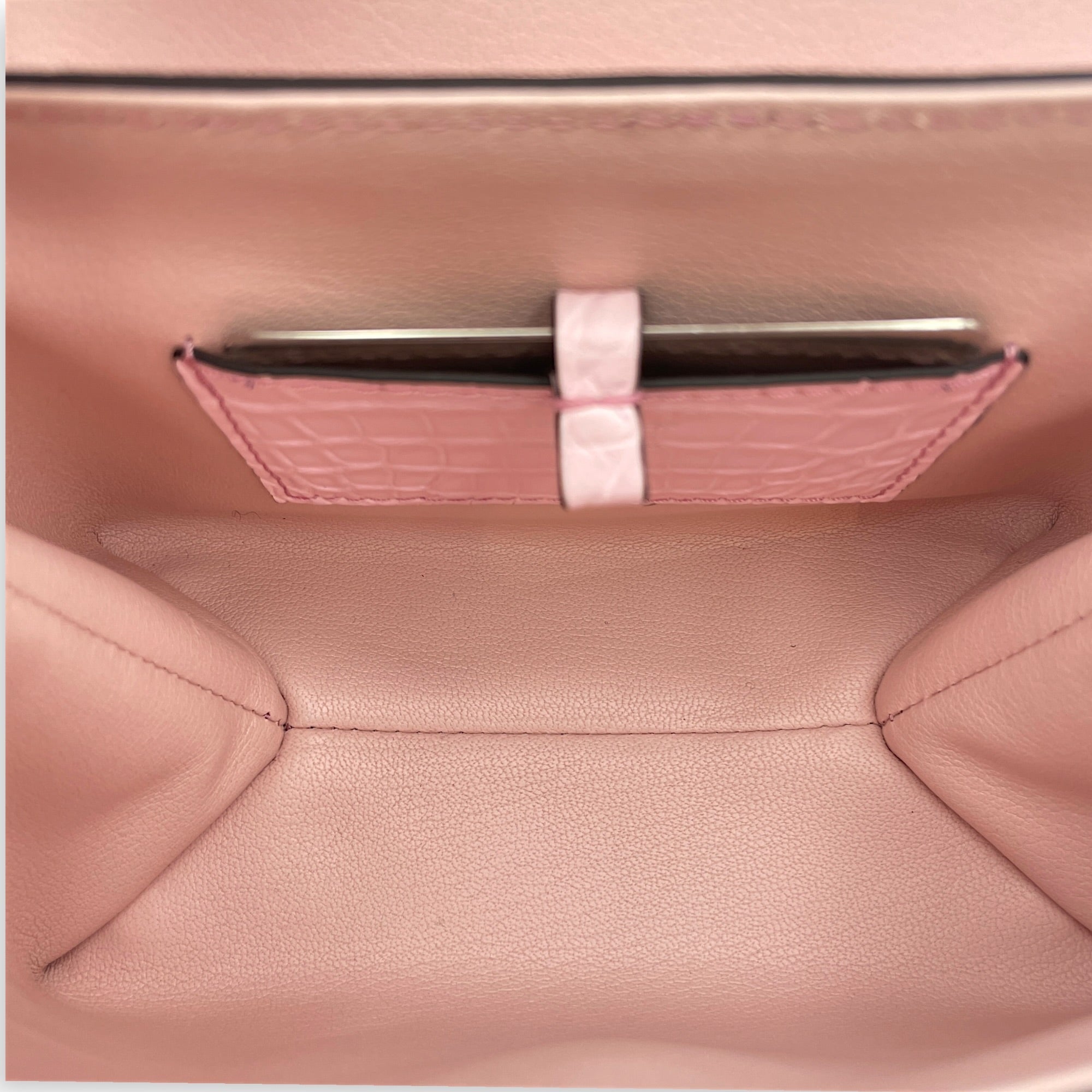 Mini Rose Des Vents 19cm Pink Shoulder Bag in Alligator Silver hardware CL2608-22911 6