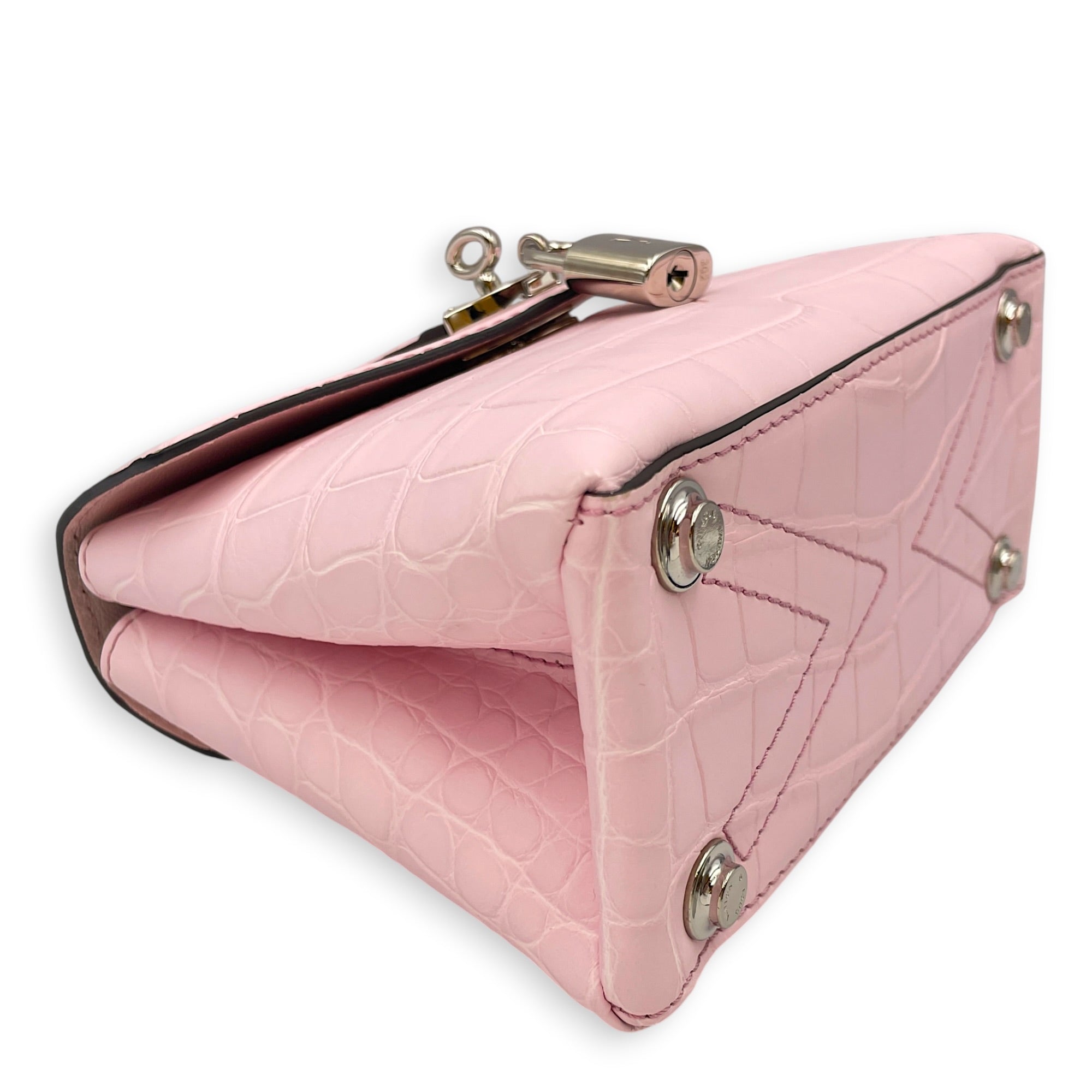 Mini Rose Des Vents 19cm Pink Shoulder Bag in Alligator Silver hardware CL2608-22911 7