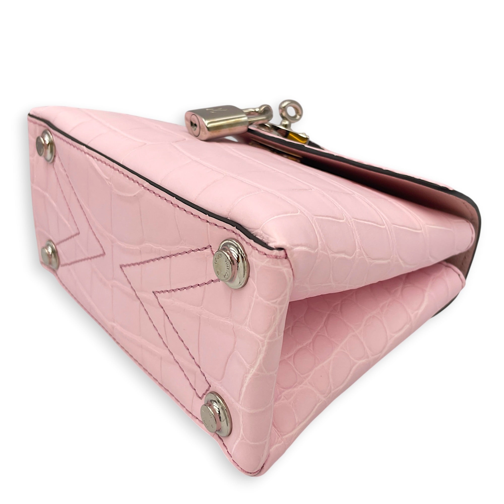 Mini Rose Des Vents 19cm Pink Shoulder Bag in Alligator Silver hardware CL2608-22911 8