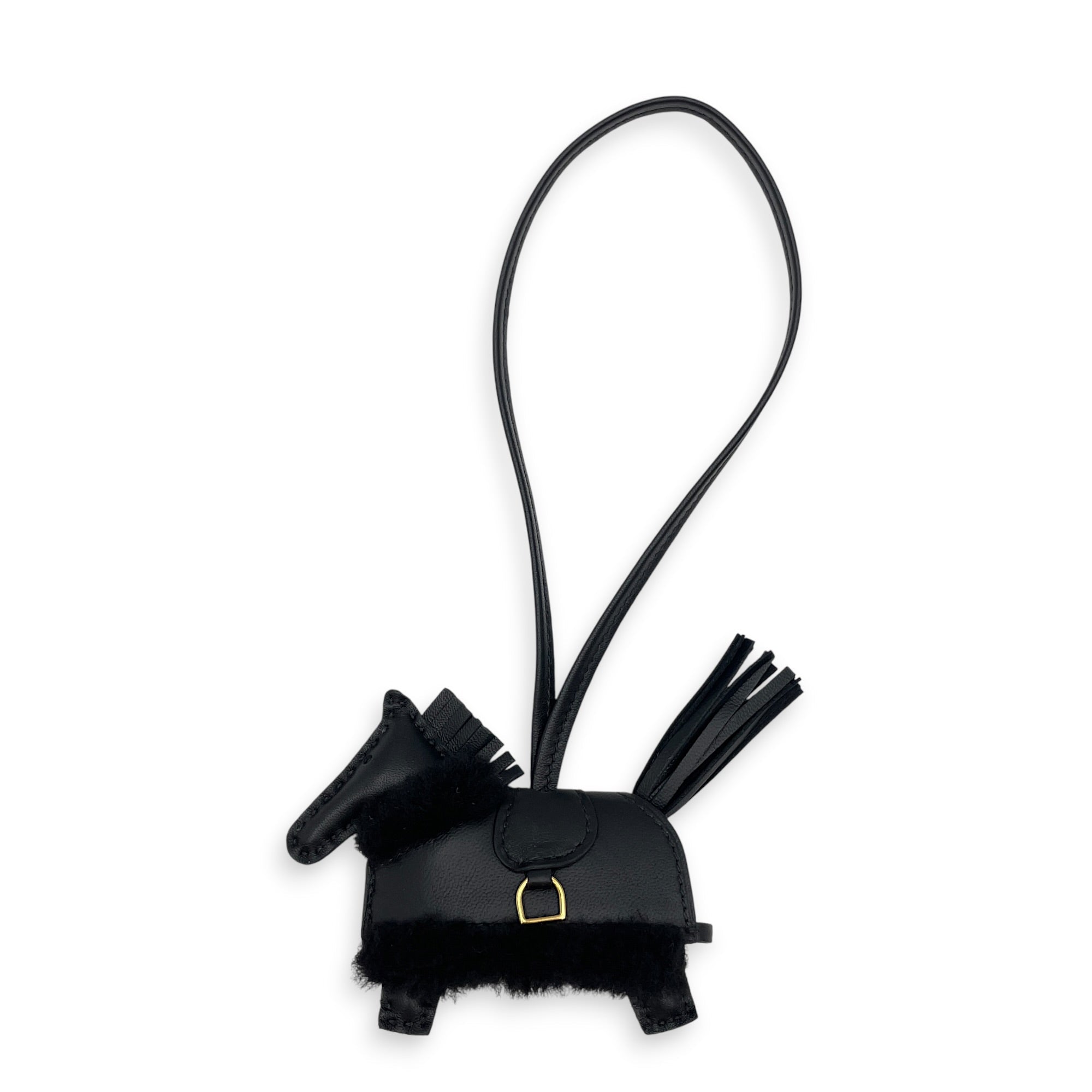 Rodeo Robeo Pluch PM Noir Bag Accessory in Swift Gold hardware CL2608-22912 2