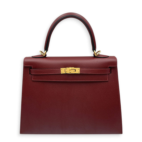 Sellier Kelly 25 Rouge H  in Epsom Gold hardware CL2608-22930 1