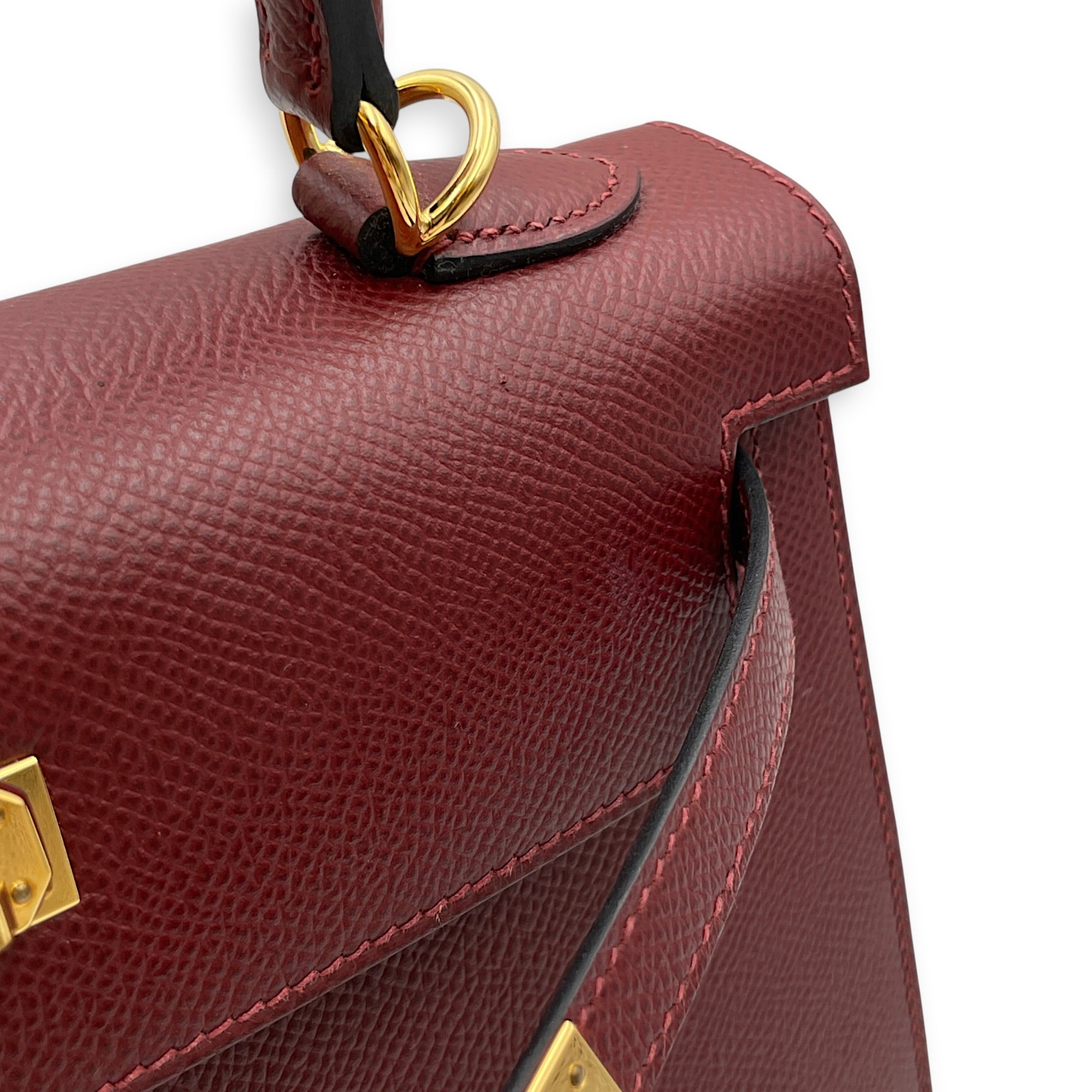 Sellier Kelly 25 Rouge H  in Epsom Gold hardware CL2608-22930 10