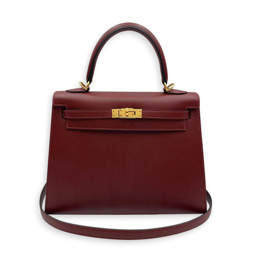 Sellier Kelly 25 Rouge H  in Epsom Gold hardware CL2608-22930 11