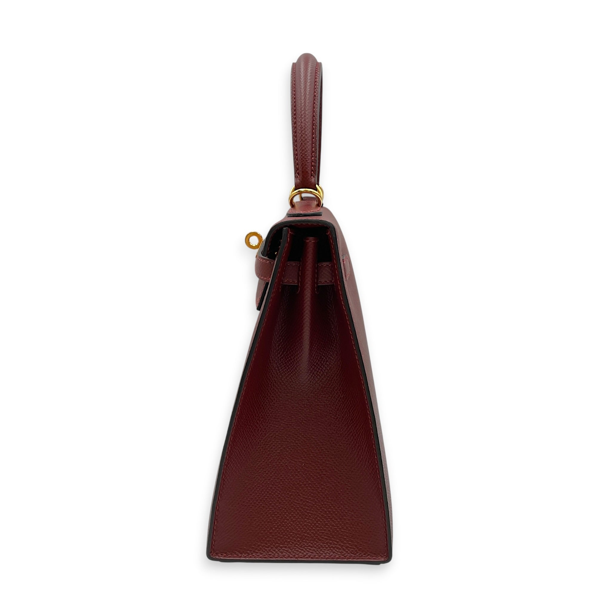 Sellier Kelly 25 Rouge H  in Epsom Gold hardware CL2608-22930 4