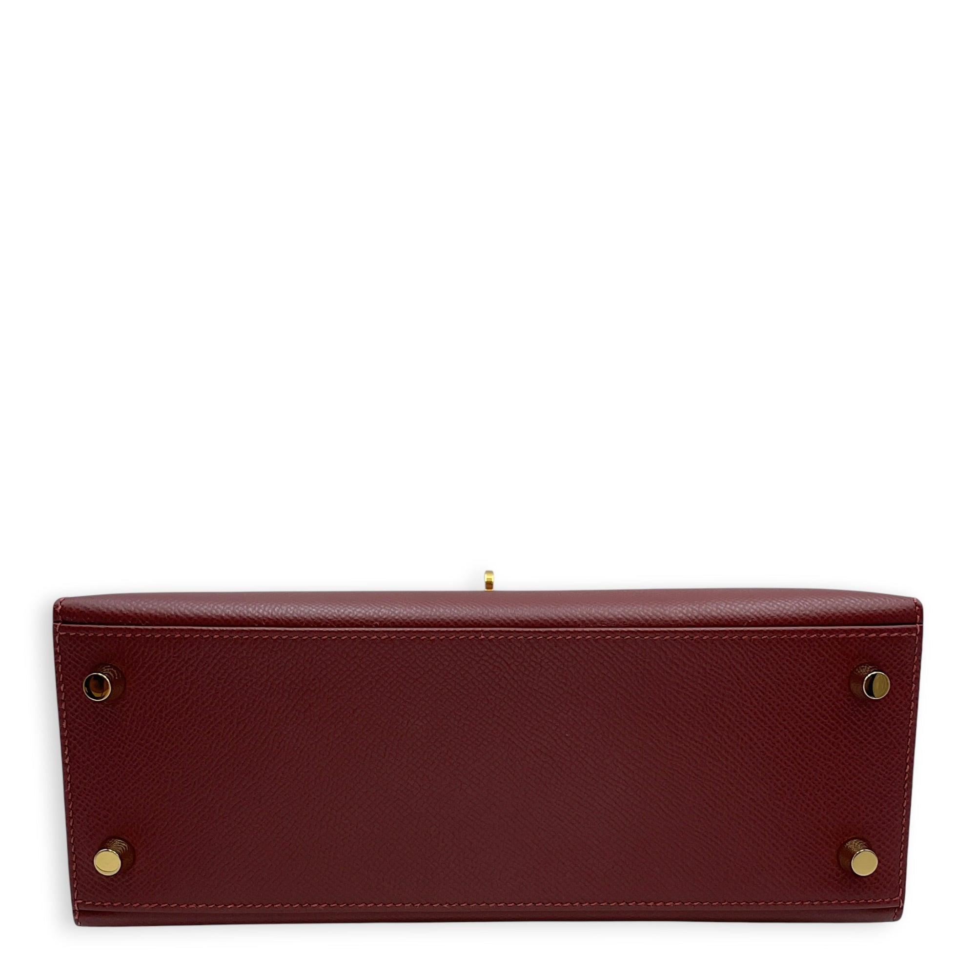 Sellier Kelly 25 Rouge H  in Epsom Gold hardware CL2608-22930 5