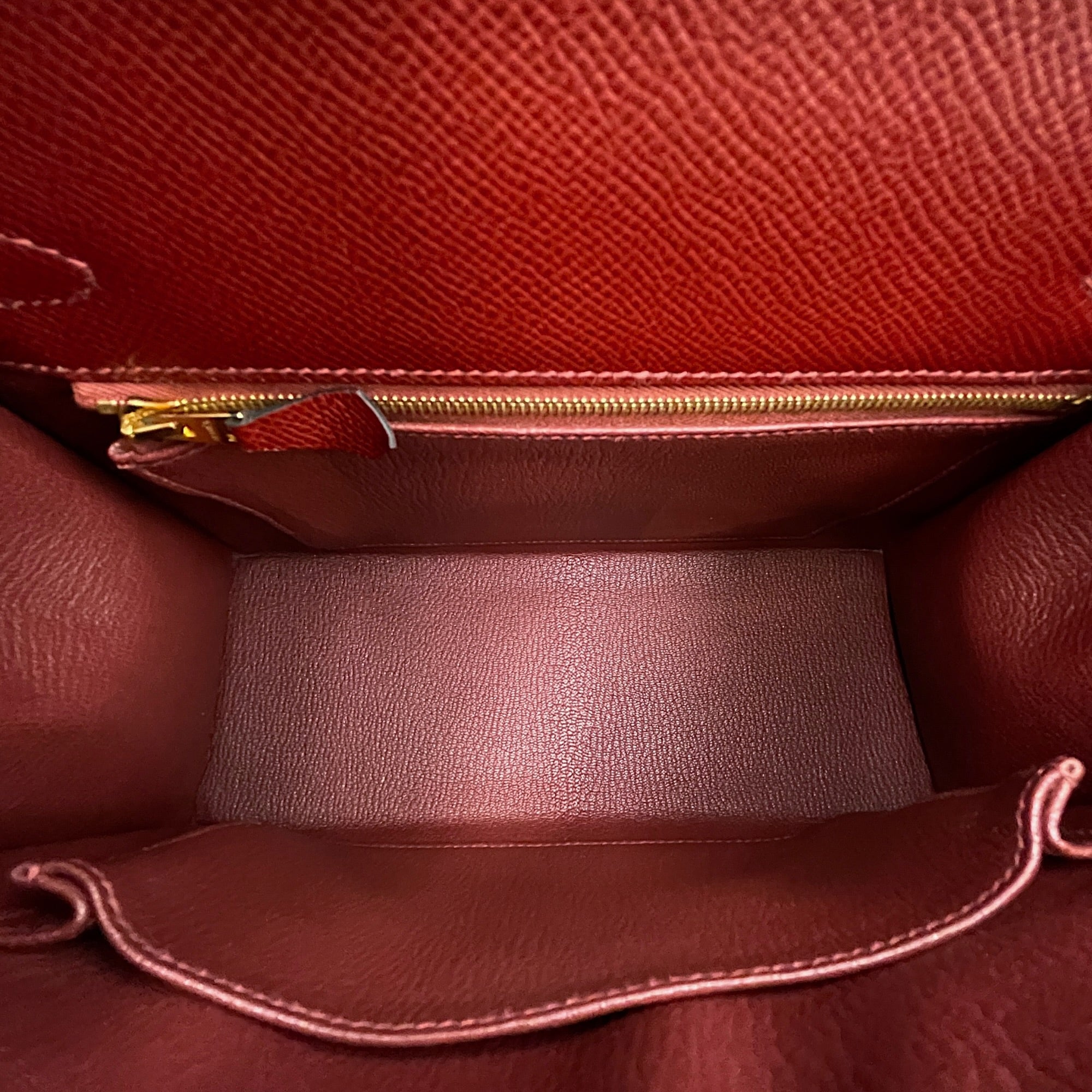 Sellier Kelly 25 Rouge H  in Epsom Gold hardware CL2608-22930 6