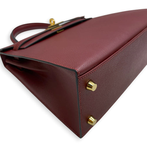 Sellier Kelly 25 Rouge H  in Epsom Gold hardware CL2608-22930 7