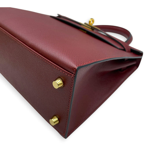 Sellier Kelly 25 Rouge H  in Epsom Gold hardware CL2608-22930 8