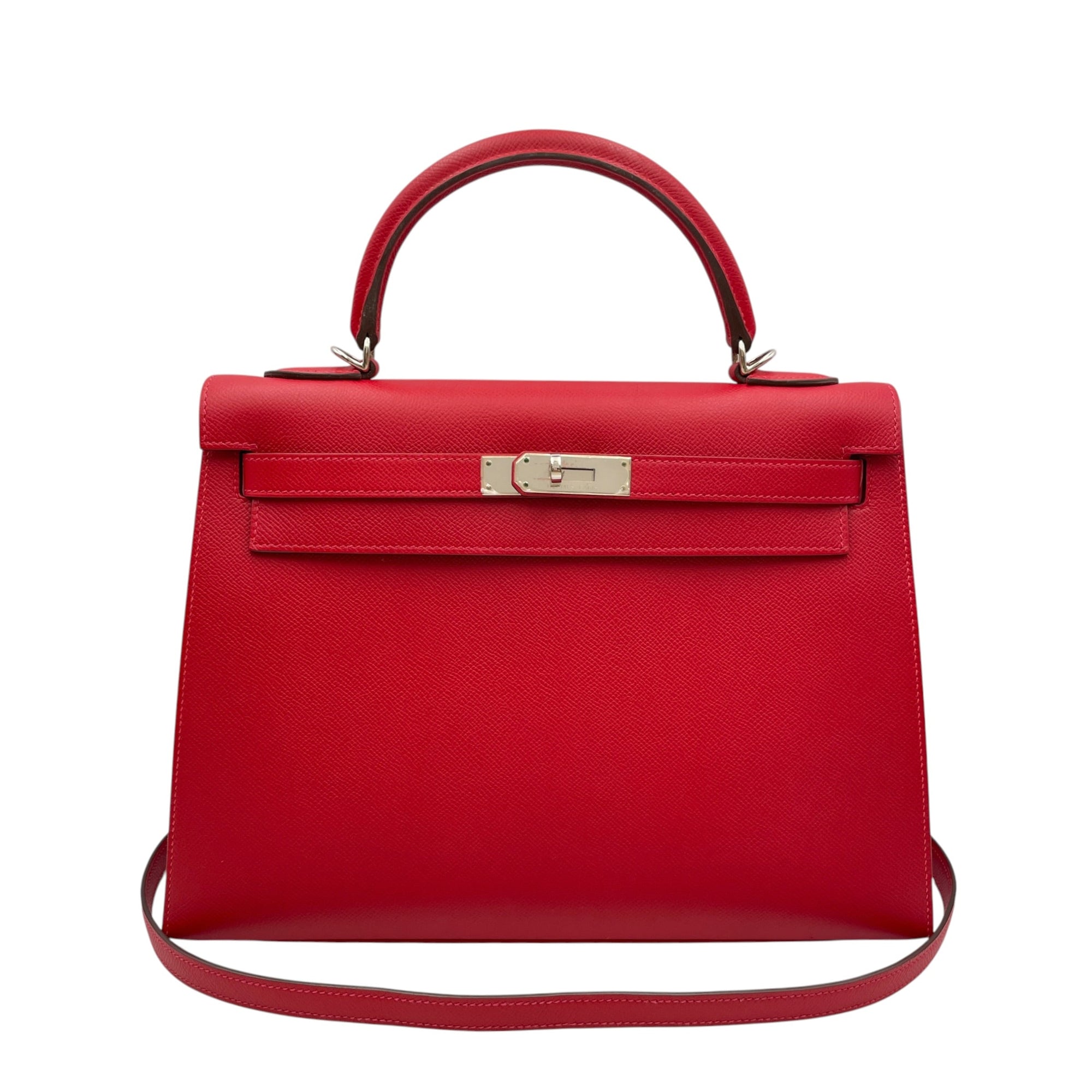 Sellier Kelly 32 Rouge Casaque in Epsom Palladium hardware CL2608-22943 12