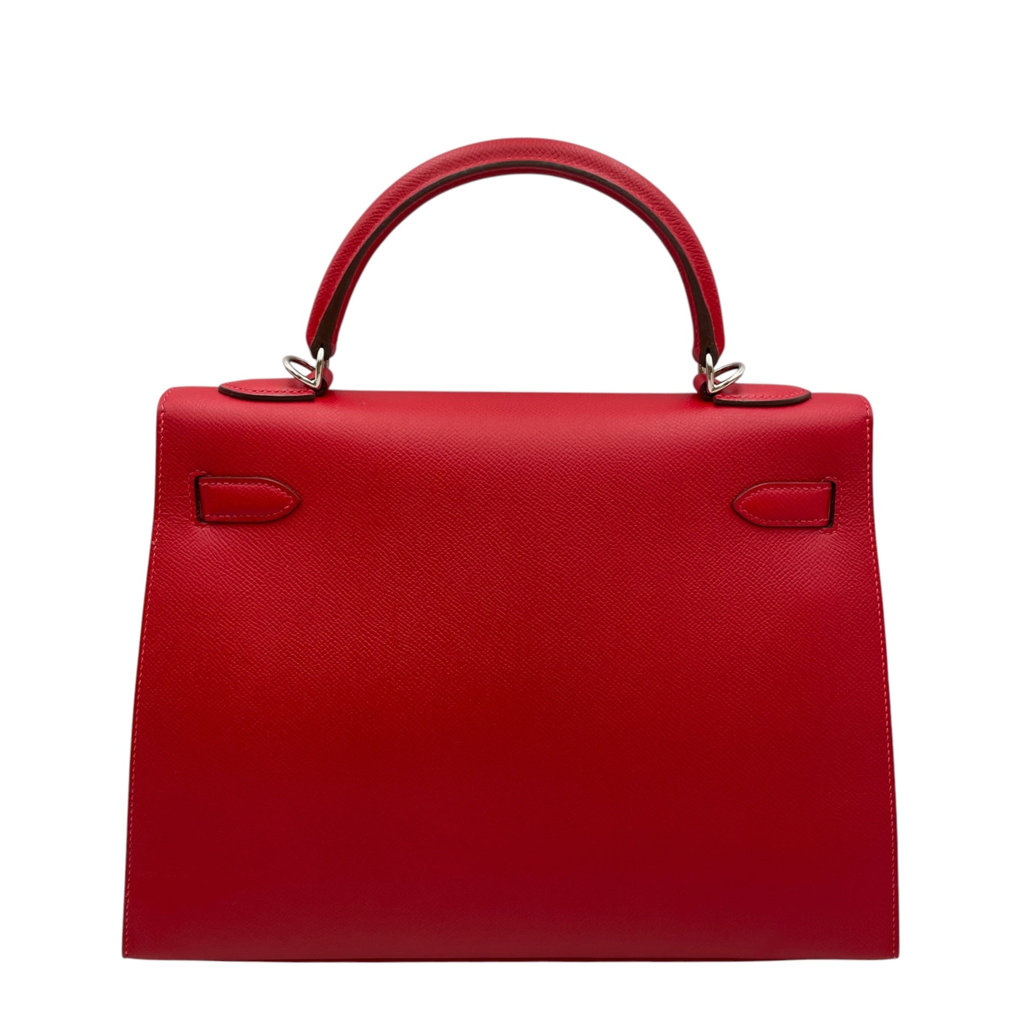 Sellier Kelly 32 Rouge Casaque in Epsom Palladium hardware CL2608-22943 2