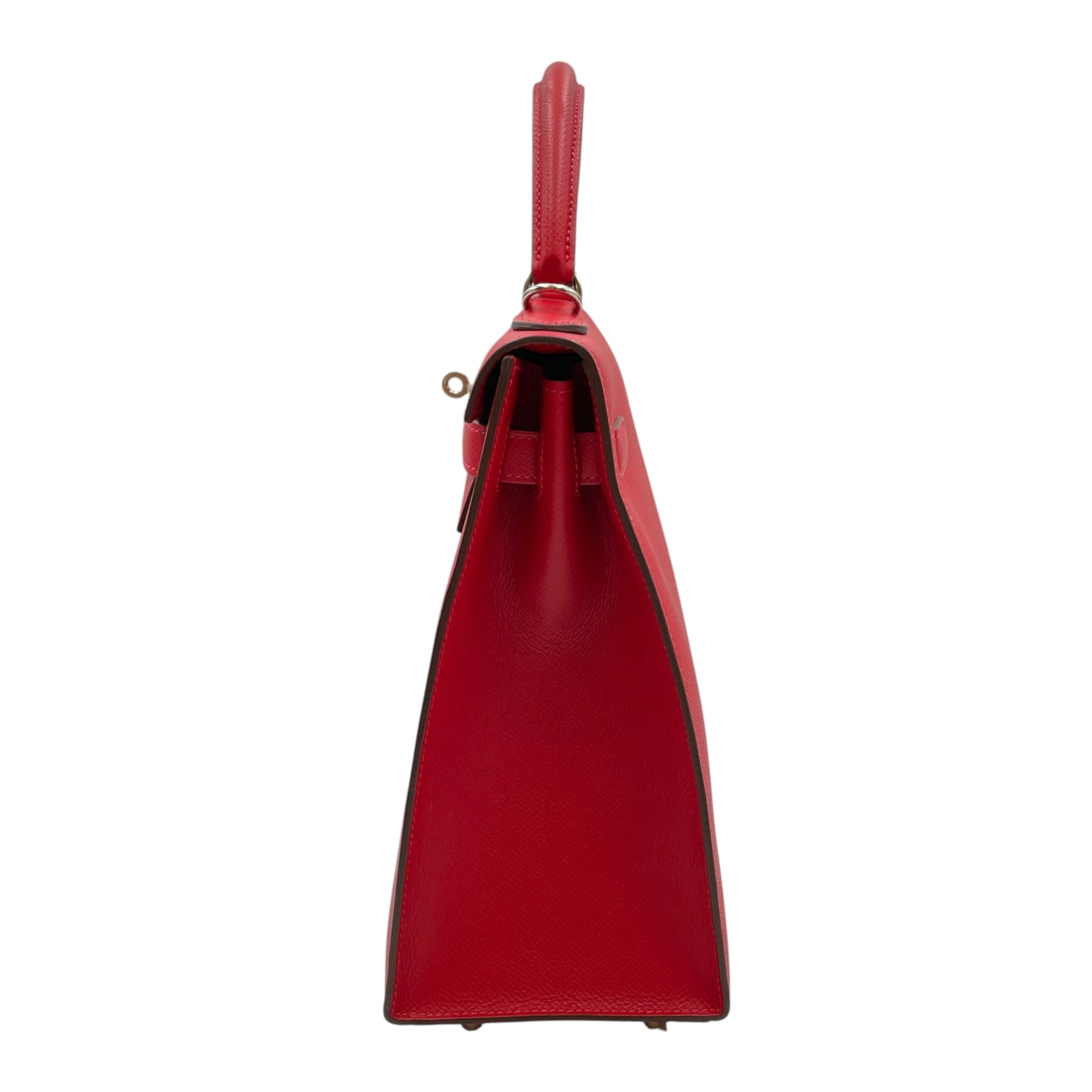 Sellier Kelly 32 Rouge Casaque in Epsom Palladium hardware CL2608-22943 4