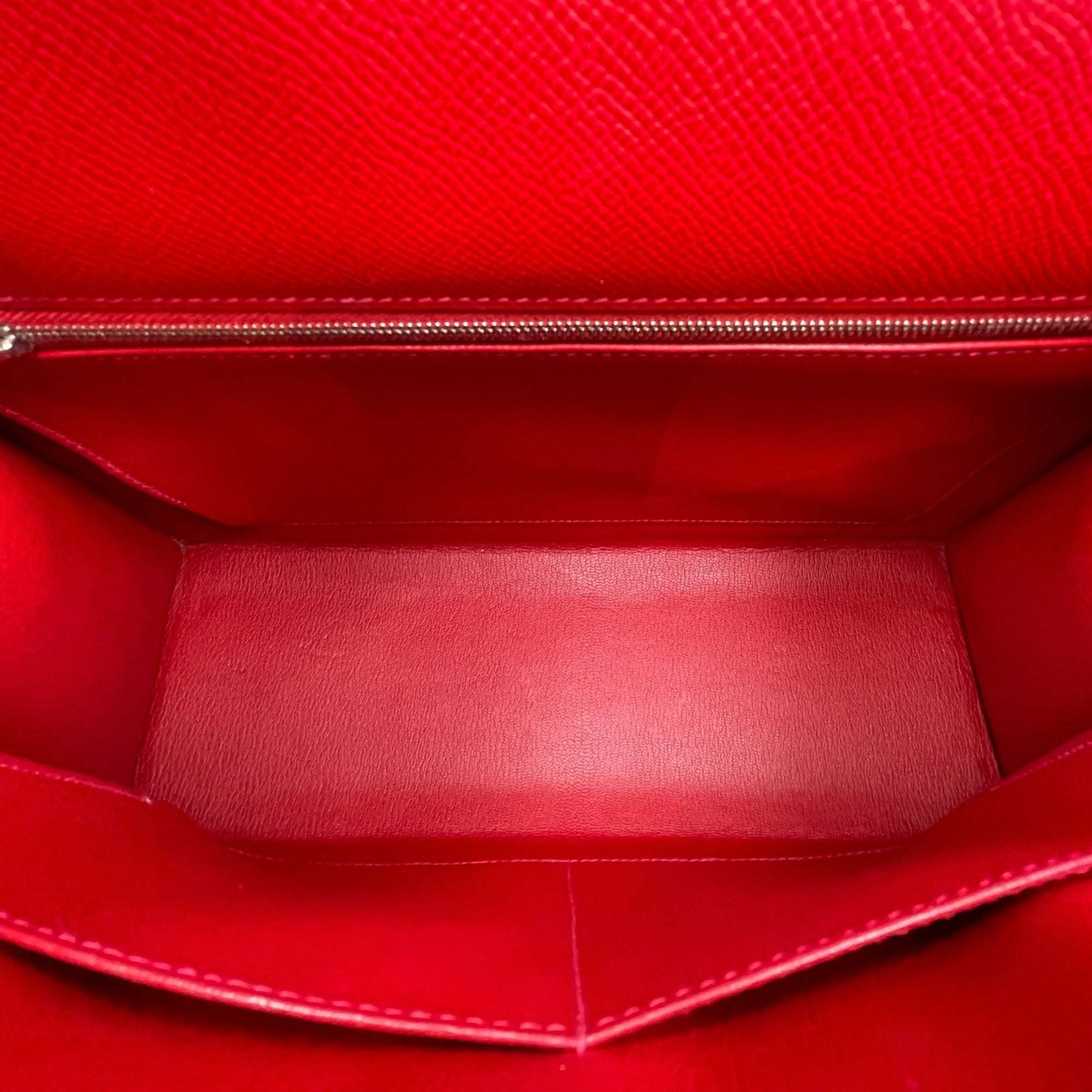 Sellier Kelly 32 Rouge Casaque in Epsom Palladium hardware CL2608-22943 6