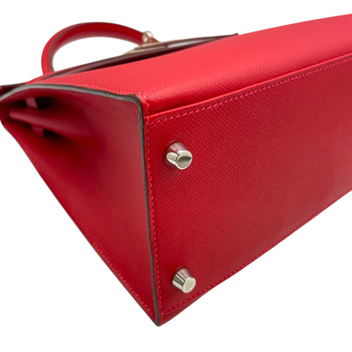 Sellier Kelly 32 Rouge Casaque in Epsom Palladium hardware CL2608-22943 7