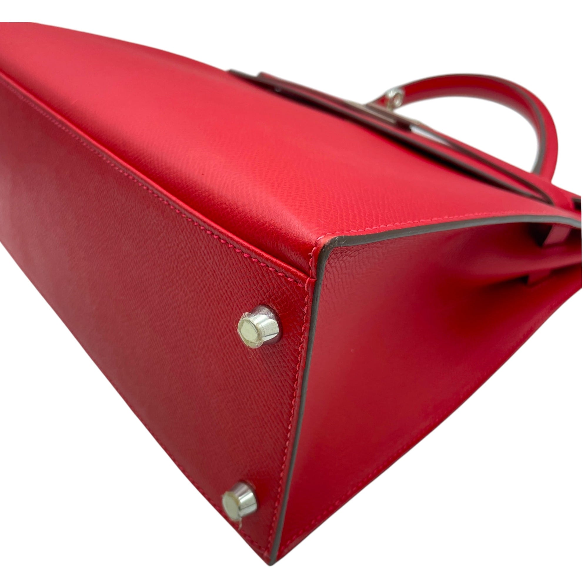 Sellier Kelly 32 Rouge Casaque in Epsom Palladium hardware CL2608-22943 8
