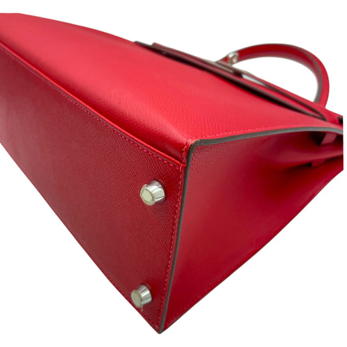 Sellier Kelly 32 Rouge Casaque in Epsom Palladium hardware CL2608-22943 8