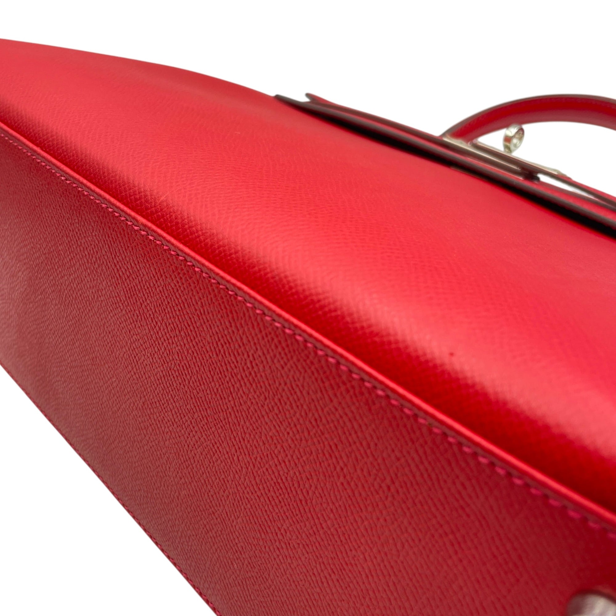 Sellier Kelly 32 Rouge Casaque in Epsom Palladium hardware CL2608-22943 9