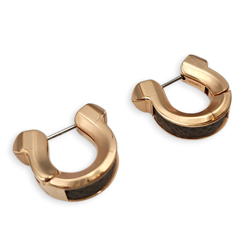 Jockette Earrings, small model Etoupe Earrings in Epsom Rose Gold hardware
