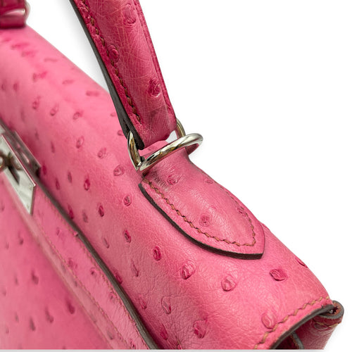 Kelly 32 Fuchsia in Ostrich Palladium hardware