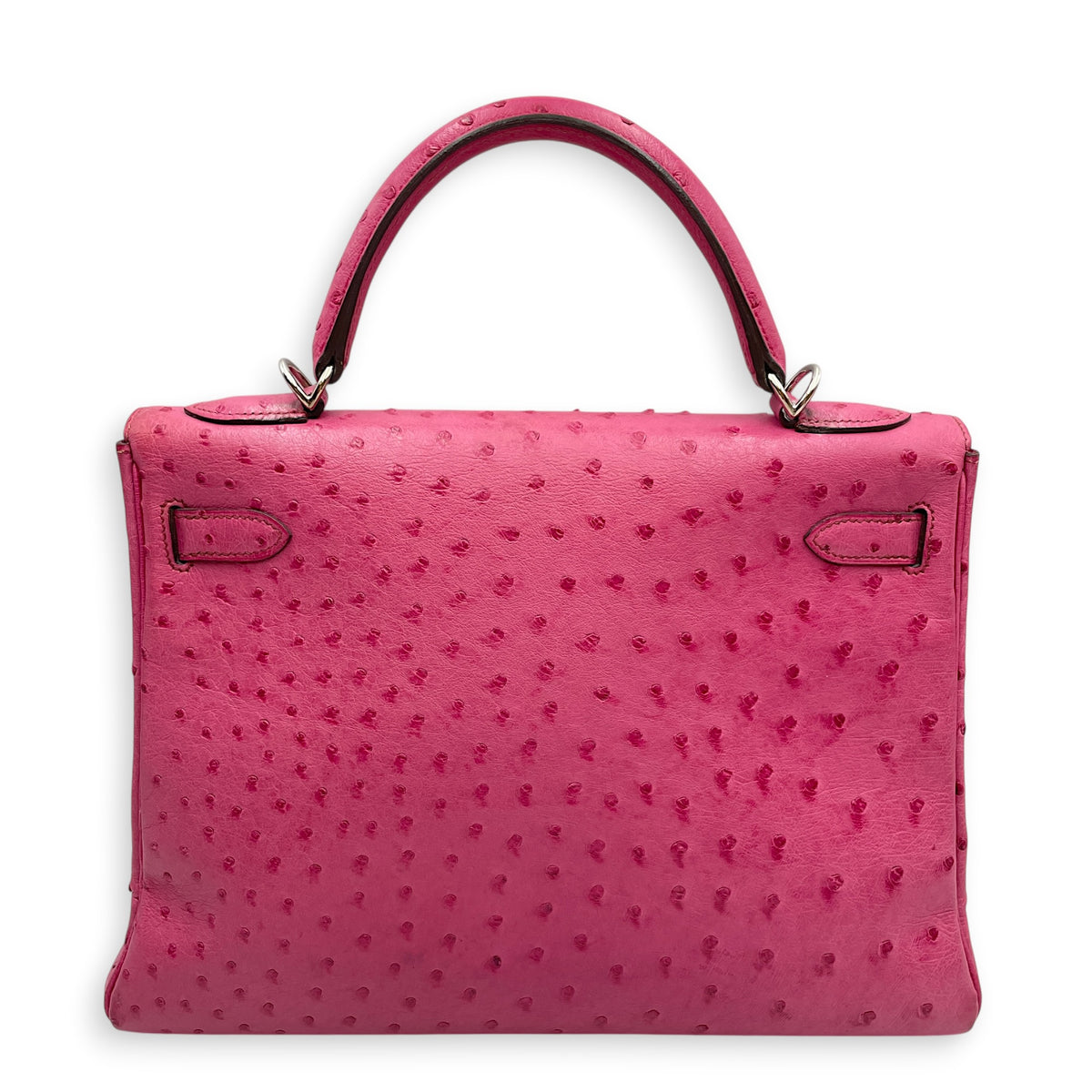 Kelly 32 Fuchsia in Ostrich Palladium hardware