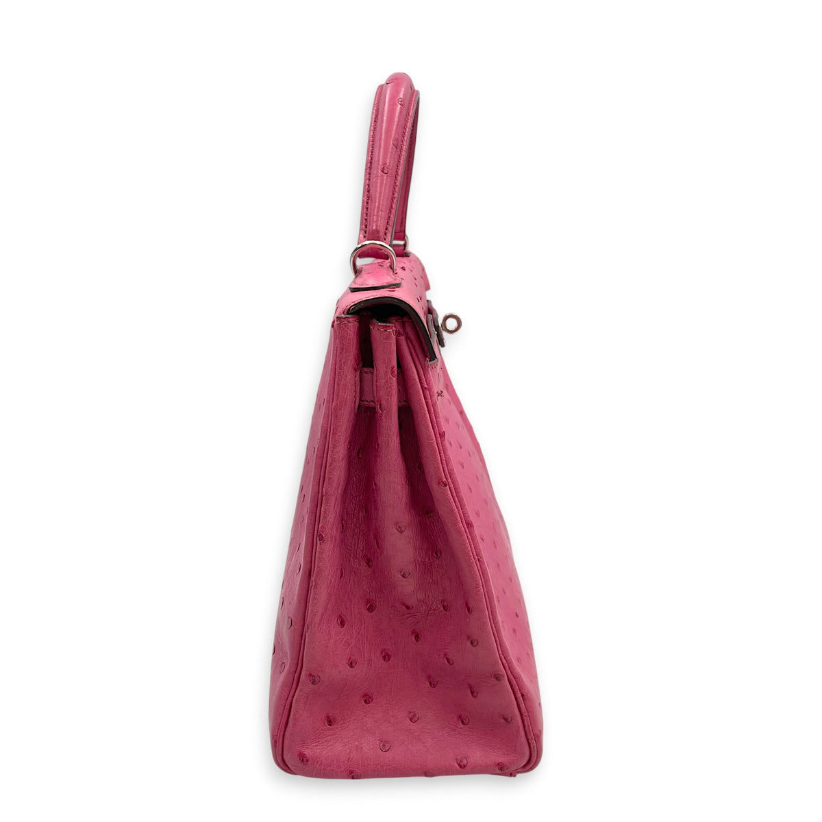Kelly 32 Fuchsia in Ostrich Palladium hardware