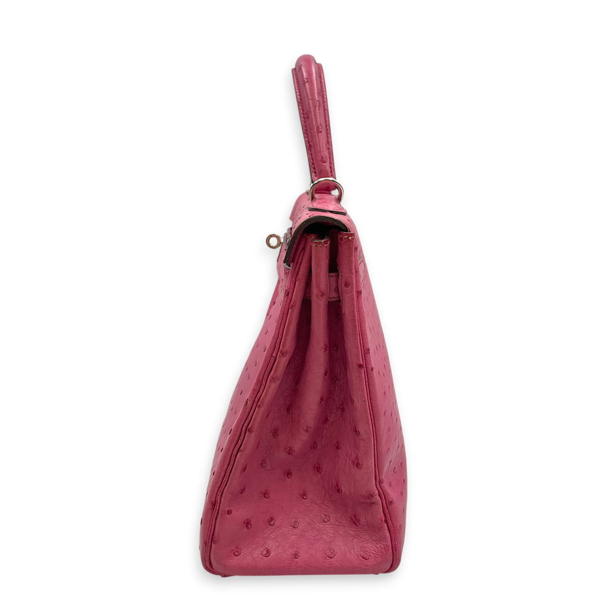 Kelly 32 Fuchsia in Ostrich Palladium hardware
