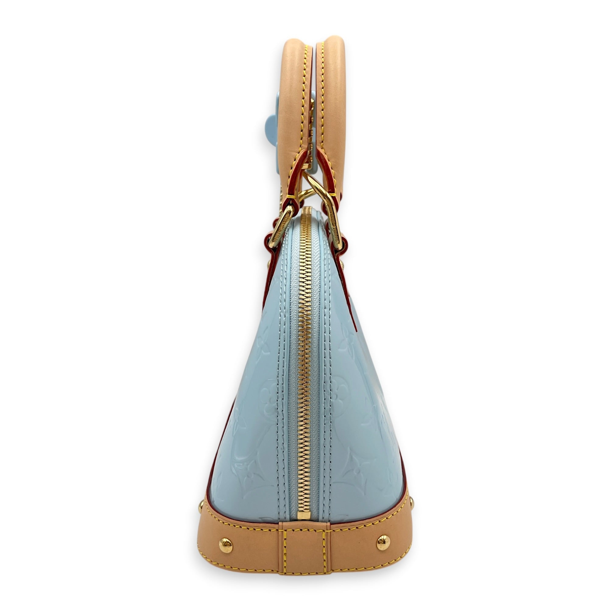 Limited Edition Alma BB Blue Crossbody Bag in Monogram Vernis Leather Gold hardware CL2608-22965 3