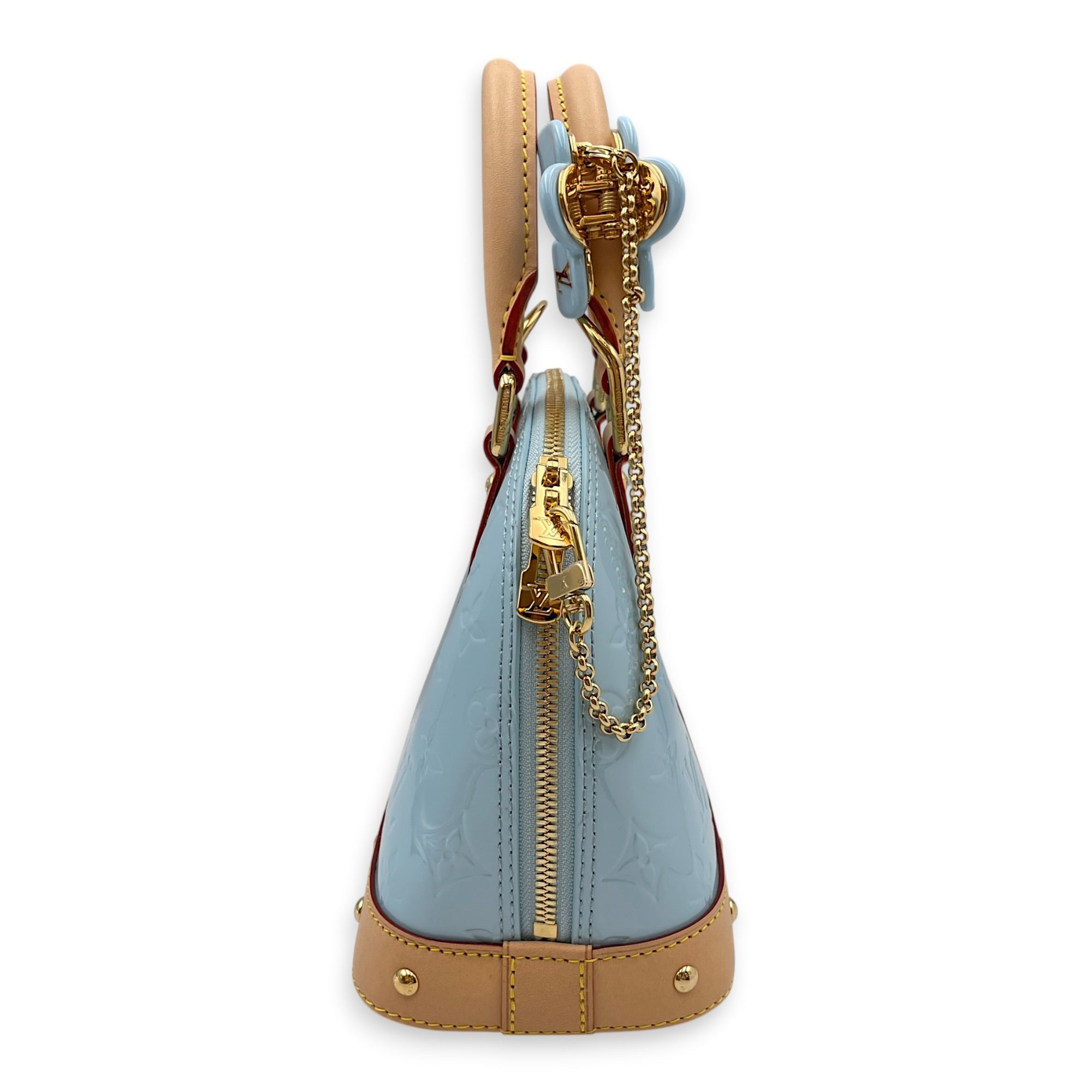 Limited Edition Alma BB Blue Crossbody Bag in Monogram Vernis Leather Gold hardware CL2608-22965 4