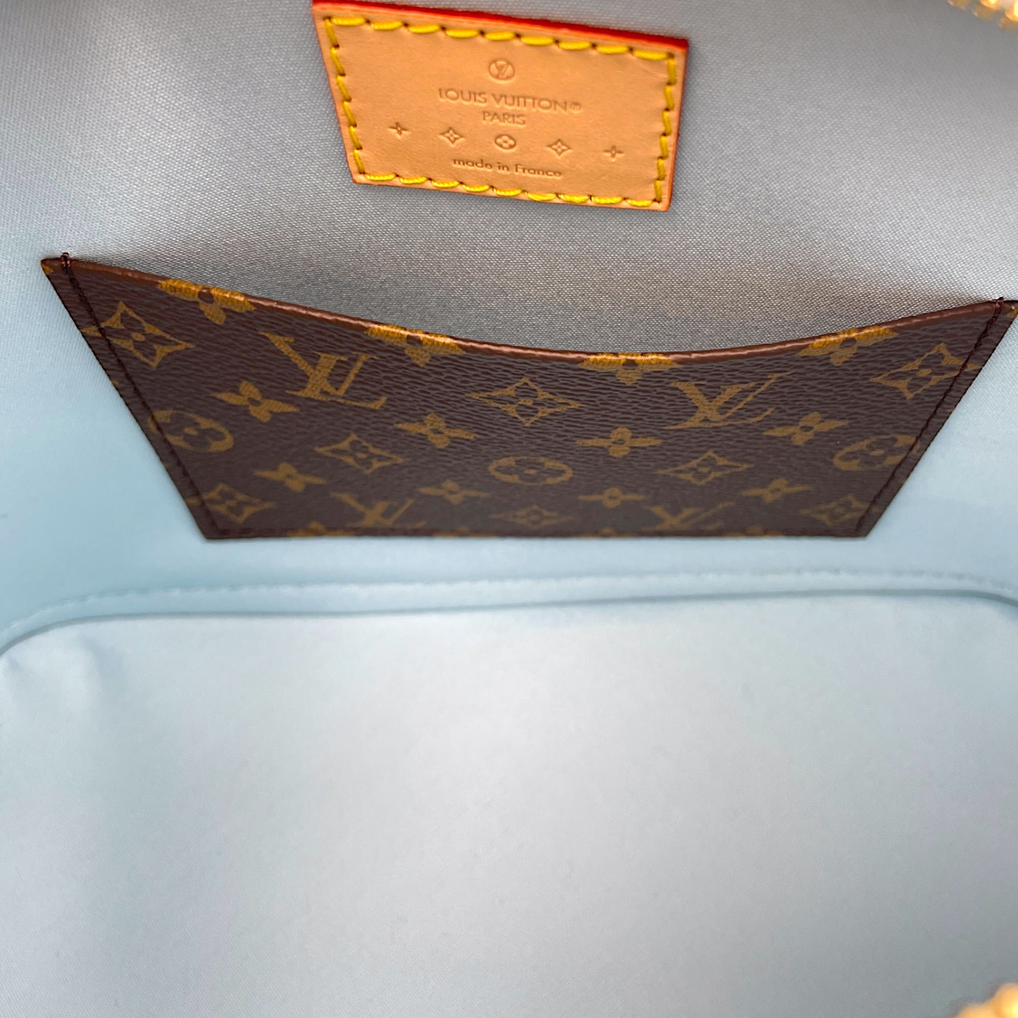 Limited Edition Alma BB Blue Crossbody Bag in Monogram Vernis Leather Gold hardware CL2608-22965 6